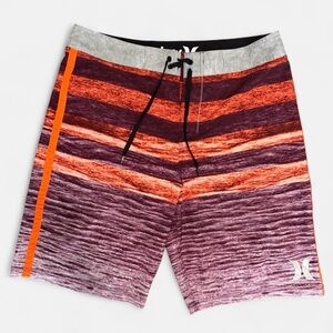 Hurley Phantom Board Shorts Mens 33 Multicolor Stripe Swim Trunks Surf Beachwear